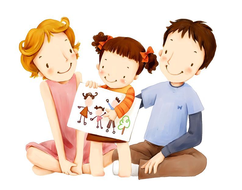 Hình hoạt hình gia đình 3 người đáng yêu 1 Hình hoạt hình gia đình 3 người đáng yêu 1