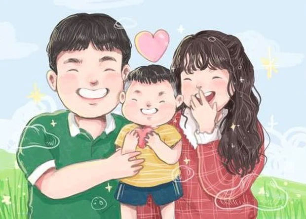 Hình hoạt hình gia đình 3 người đáng yêu 2 Hình hoạt hình gia đình 3 người đáng yêu 2