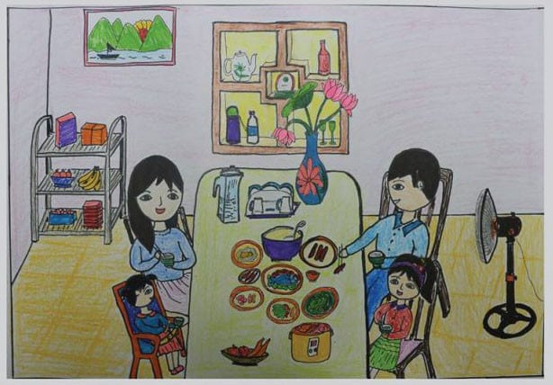 Hình vẽ bữa cơm gia đình ấn tượng 6 Hình vẽ bữa cơm gia đình ấn tượng 6