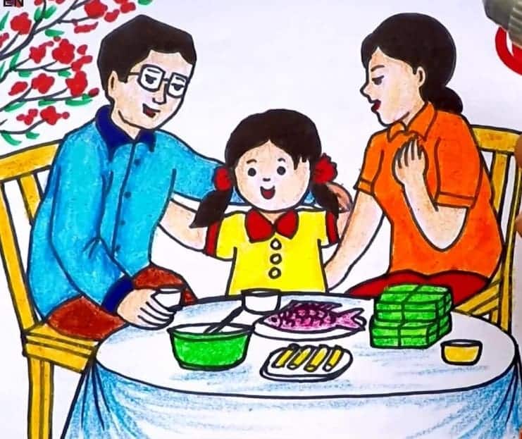 Hình vẽ bữa cơm gia đình ấn tượng 7 Hình vẽ bữa cơm gia đình ấn tượng 7