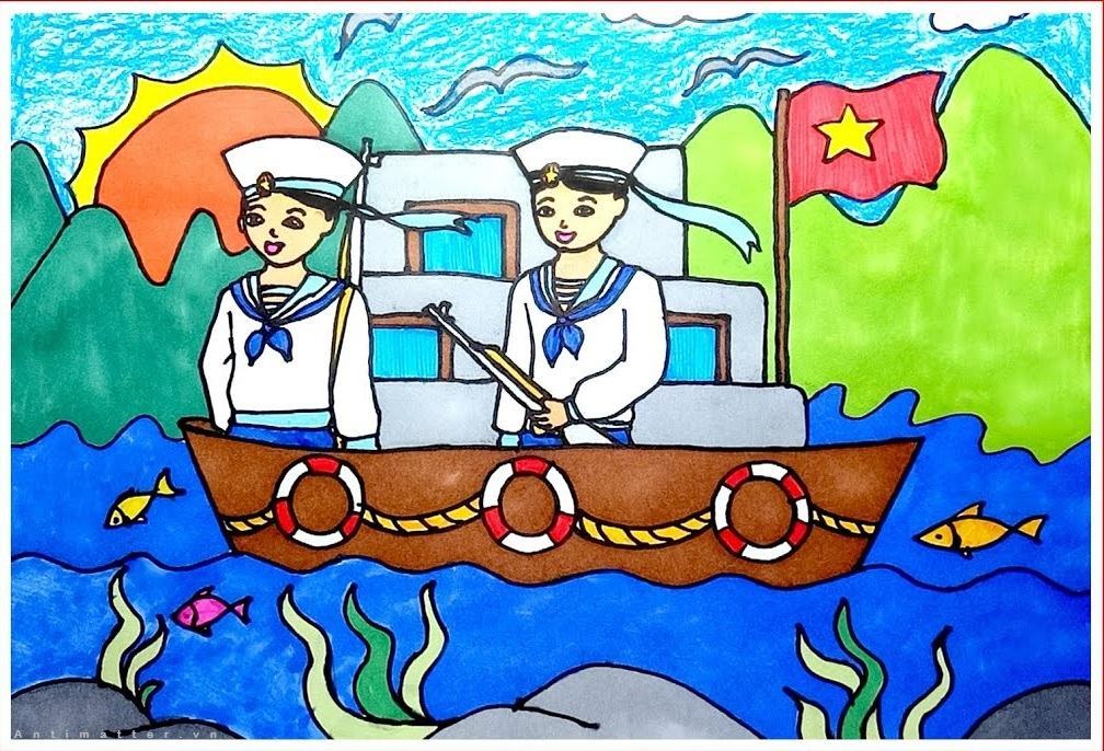 Tranh vẽ bộ đội hải quân Tranh vẽ chú bộ đội đẹp trai cute 11