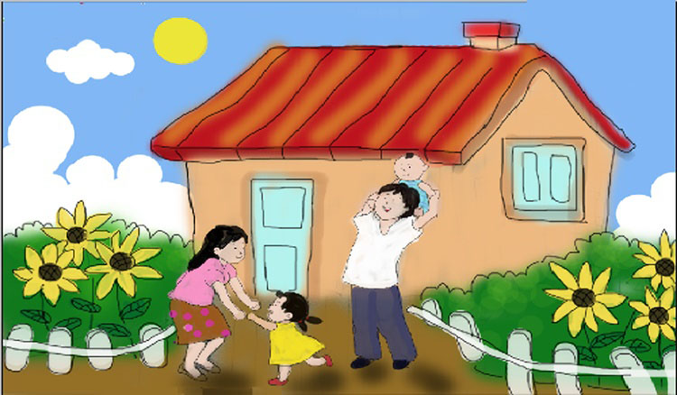 nhung-buc-ve-de-tai-gia-dinh Tổng hợp tranh vẽ về gia đình đẹp