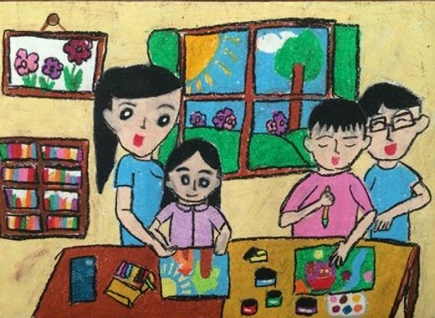 tranh-ve-de-de-tai-gia-dinh-hanh-phuc Những bức tranh về gia đình