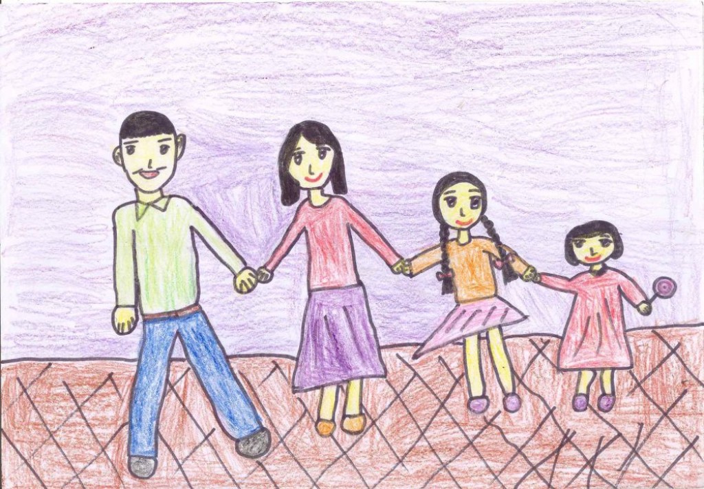 tranh-ve-gia-dinh-cua-hoc-sinh Những bức tranh về gia đình
