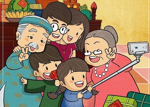 tranh-ve-gia-dinh-vui-nhon Tổng hợp tranh về gia đình
