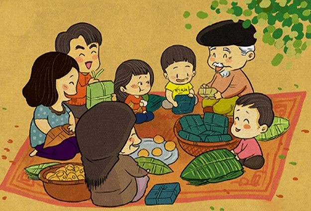 tranh-ve-hoat-dong-gia-dinh-ngay-tet Tổng hợp tranh về gia đình