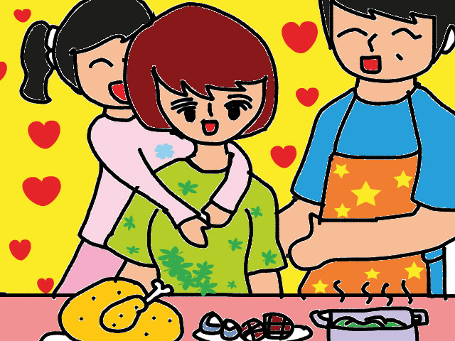 tranh-ve-ve-gia-dinh-quay-quan Tổng hợp tranh về gia đình