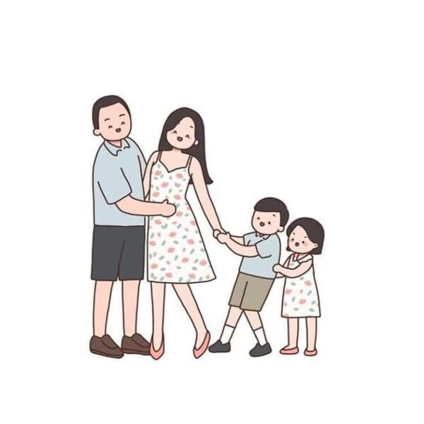 Hình chibi gia đình 4 người cute 4 Hình chibi gia đình 4 người cute 4