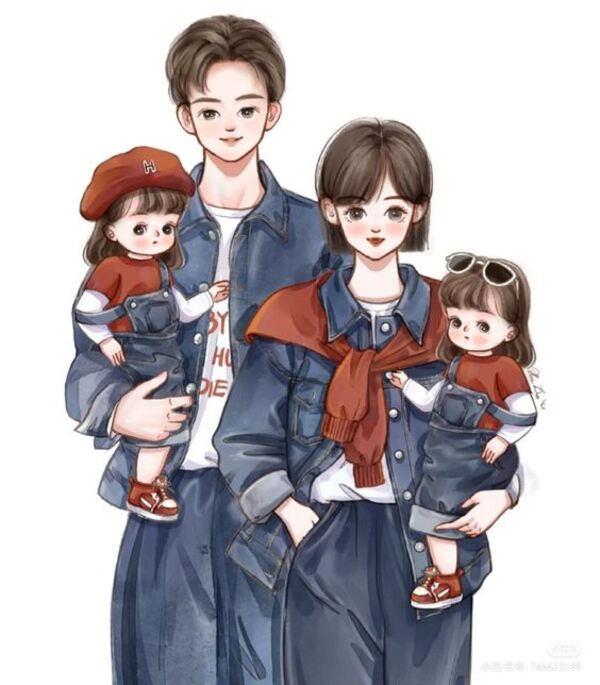Hình chibi gia đình 4 người cute 6 Hình chibi gia đình 4 người cute 6