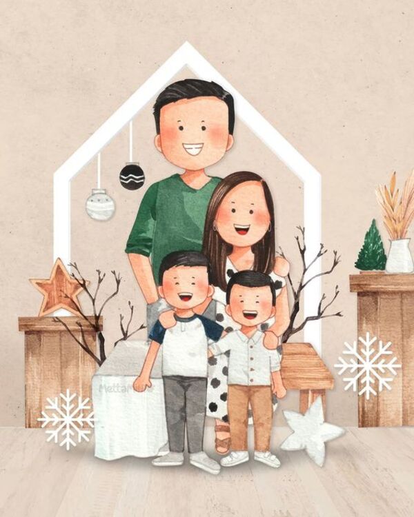 Hình chibi gia đình 4 người cute 8 Hình chibi gia đình 4 người cute 8