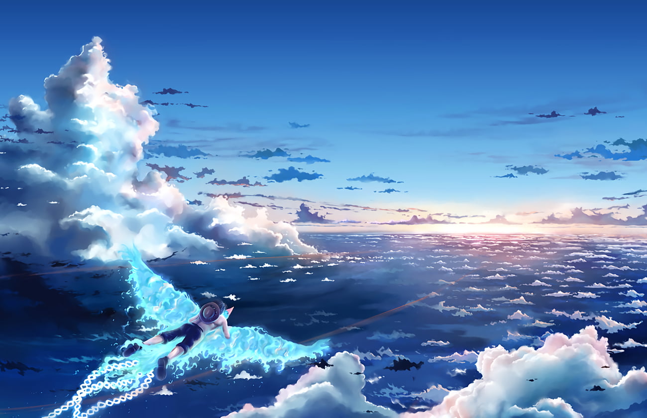 Ảnh anime 3D bầu trời đẹp anh anime 3d 03