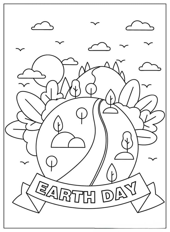 81-earth-day-coloring-pages-coloringpagesonly_com Tô màu trái đất đơn giản cho bé