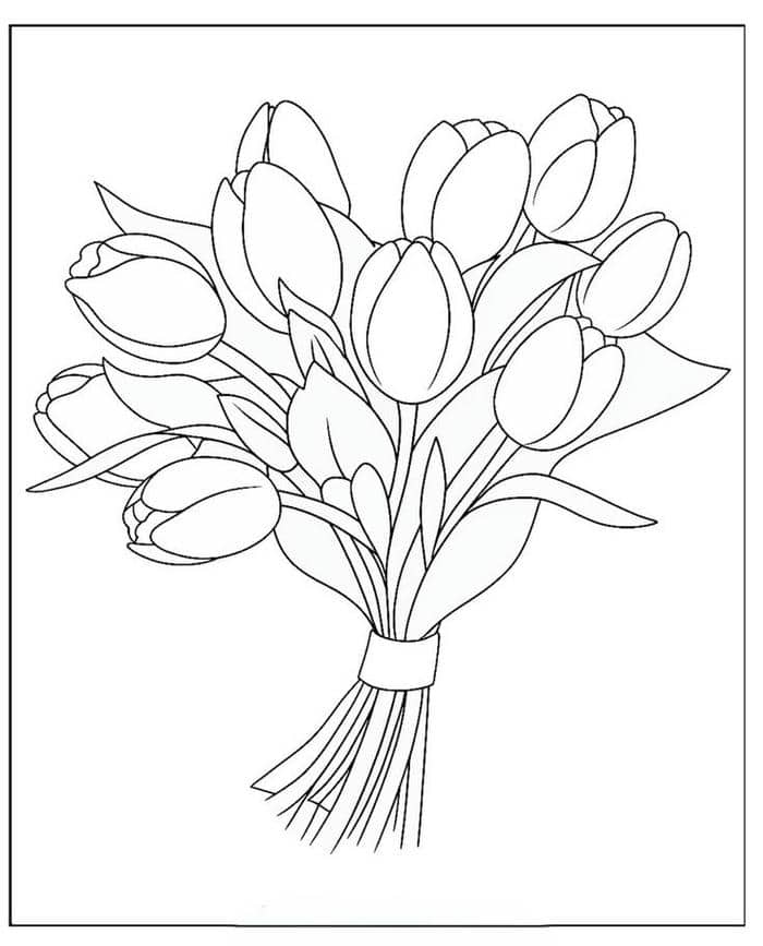 anh-tranh-to-mau-bo-hoa-tulip Ảnh tranh tô màu bó hoa tulip