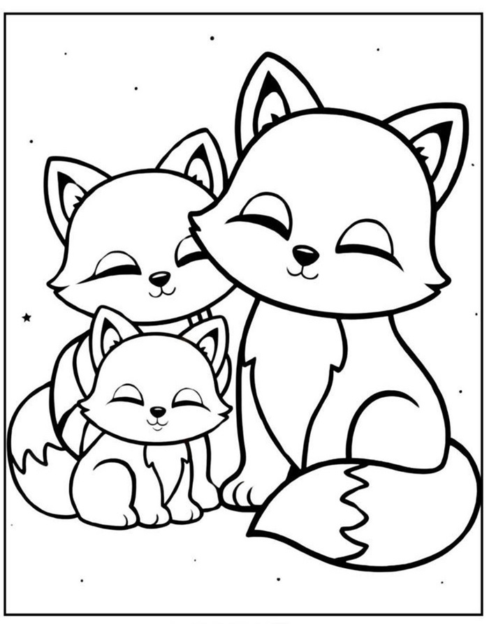 anh-tranh-to-mau-gia-dinh-cao-nho-sieu-cute Ảnh tranh tô màu gia đình cáo nhỏ siêu cute