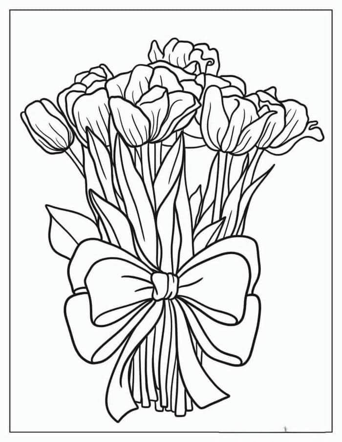 anh-tranh-to-mau-hinh-bo-hoa-tulip Ảnh tranh tô màu hình bó hoa tulip