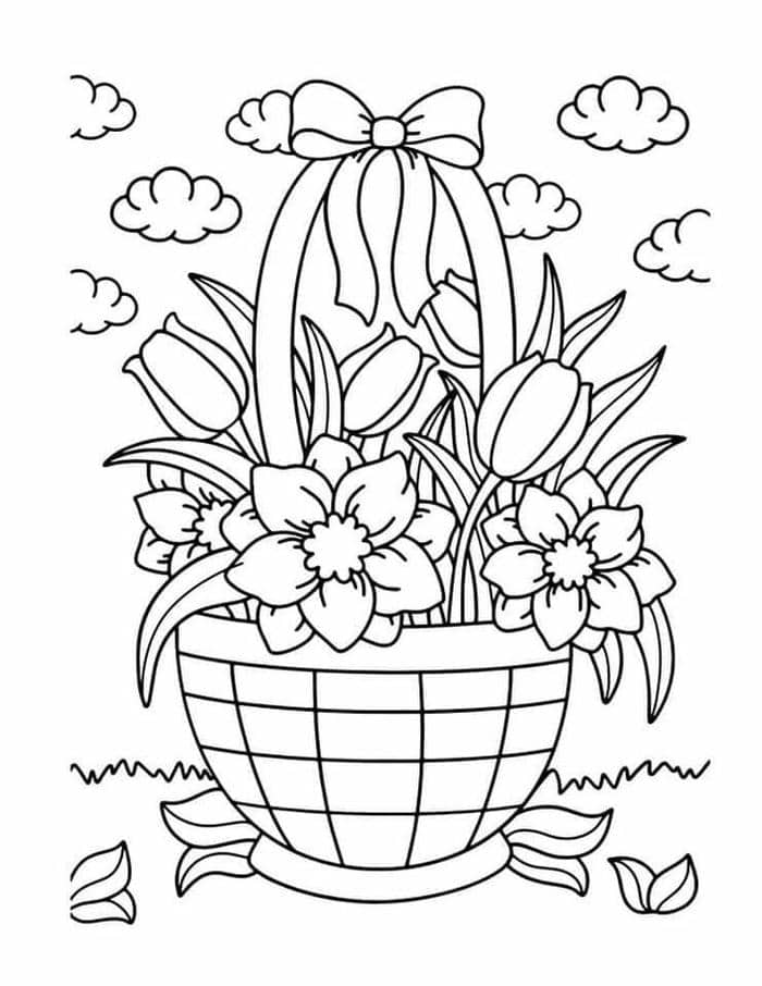 anh-tranh-to-mau-hinh-gio-hoa-tulip Ảnh tranh tô màu hình giỏ hoa tulip