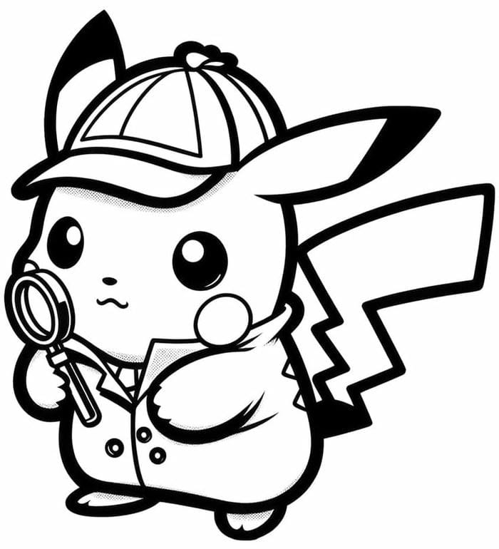 anh-tranh-to-mau-hinh-pikachu-hoa-trang-tham-tu-dang-yeu-cho-be Ảnh tranh tô màu hình Pikachu hóa trang thám tử đáng yêu cho bé