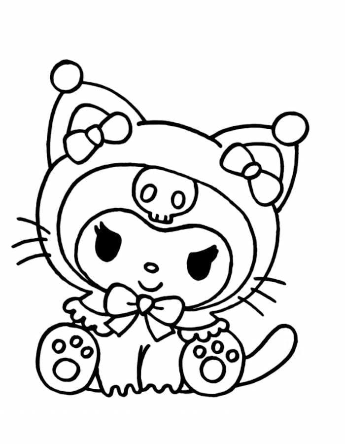 anh-tranh-to-mau-kuromi-hoa-trang-meo-kitty-dang-yeu-cho-be Ảnh tranh tô màu Kuromi hóa trang mèo Kitty đáng yêu cho bé