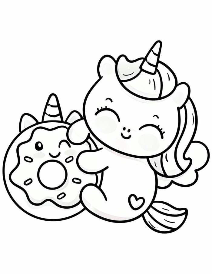 anh-tranh-to-mau-ky-lan-cung-banh-donut-sieu-dang-yeu Ảnh tranh tô màu kỳ lân cùng bánh donut siêu đáng yêu