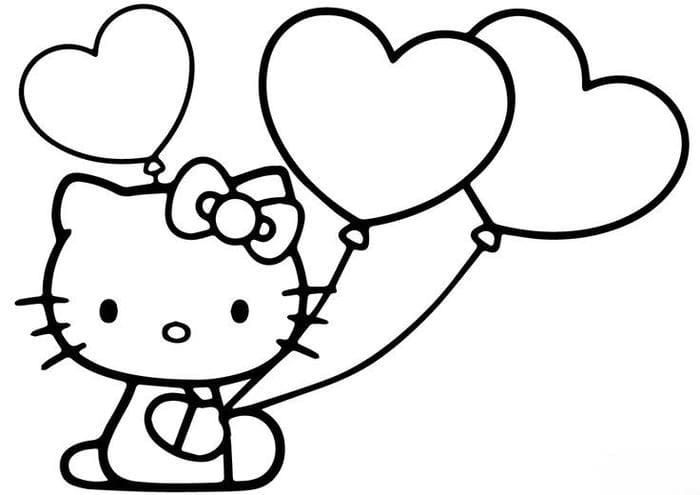 anh-tranh-to-mau-meo-kitty-cam-bong-bay Ảnh tranh tô màu mèo Kitty cầm bóng bay