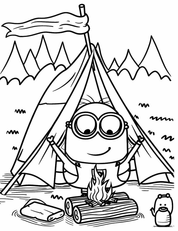 anh-tranh-to-mau-minion-di-cam-trai Ảnh tranh tô màu Minion đi cắm trại