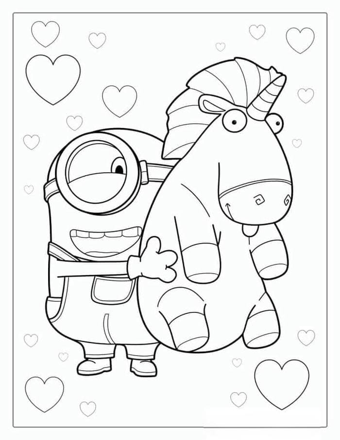 anh-tranh-to-mau-minion-om-ky-lan-sieu-de-thuong Ảnh tranh tô màu Minion ôm kỳ lân siêu dễ thương