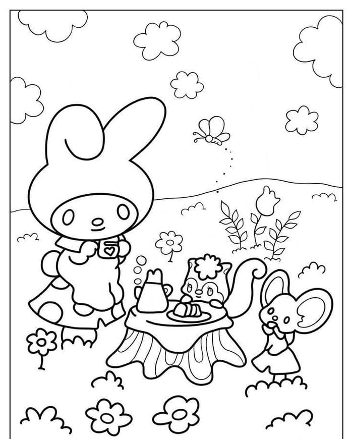 anh-tranh-to-mau-my-melody-di-picnic-cung-nhung-nguoi-ban Ảnh tranh tô màu My Melody đi picnic cùng những người bạn