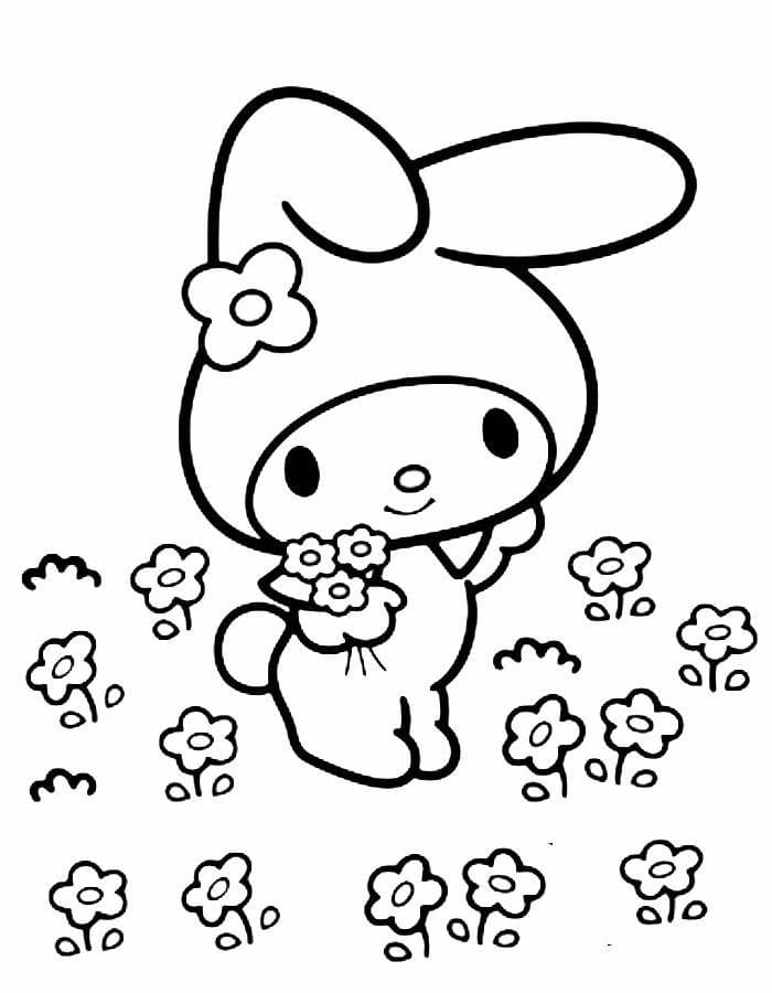 anh-tranh-to-mau-my-melody-hai-hoa-sieu-de-thuong Ảnh tranh tô màu My Melody hái hoa siêu dễ thương