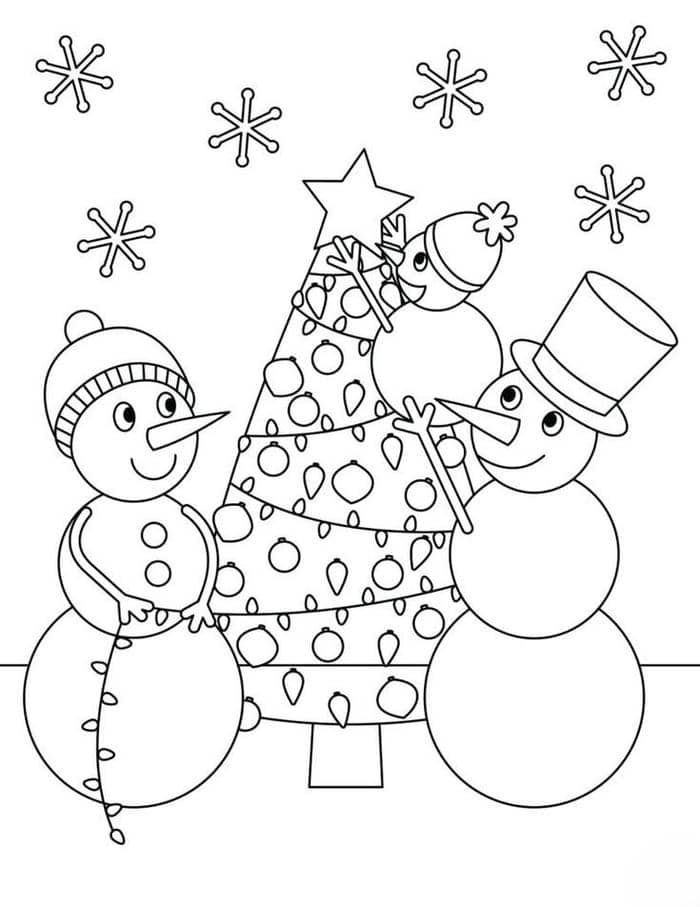 anh-tranh-to-mau-nguoi-tuyet-va-cay-thong-noel Ảnh tranh tô màu người tuyết và cây thông noel
