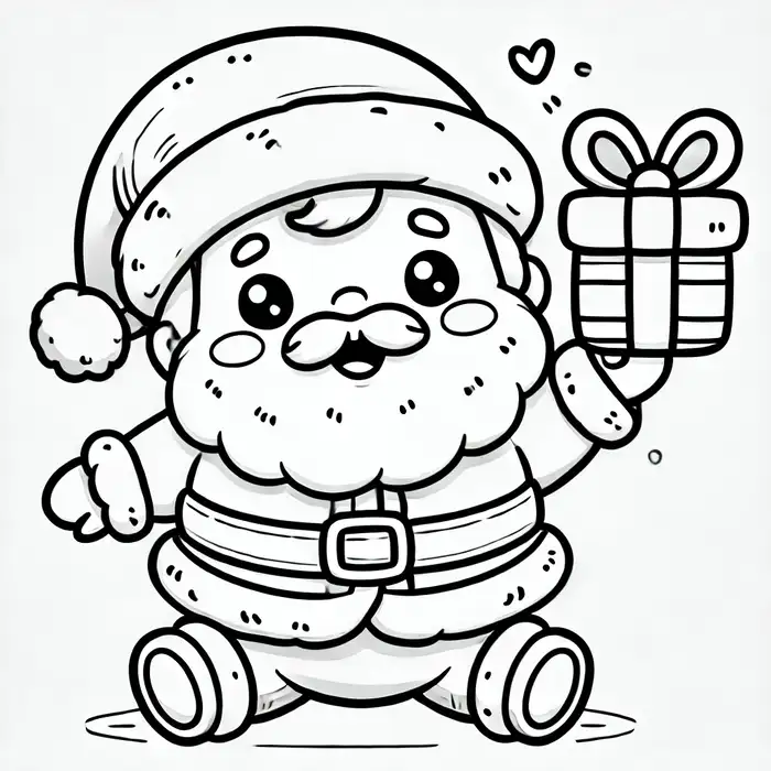 anh-tranh-to-mau-ong-gia-noel-chibi-cam-hop-qua-sieu-cute Ảnh tranh tô màu ông già noel chibi cầm hộp quà siêu cute