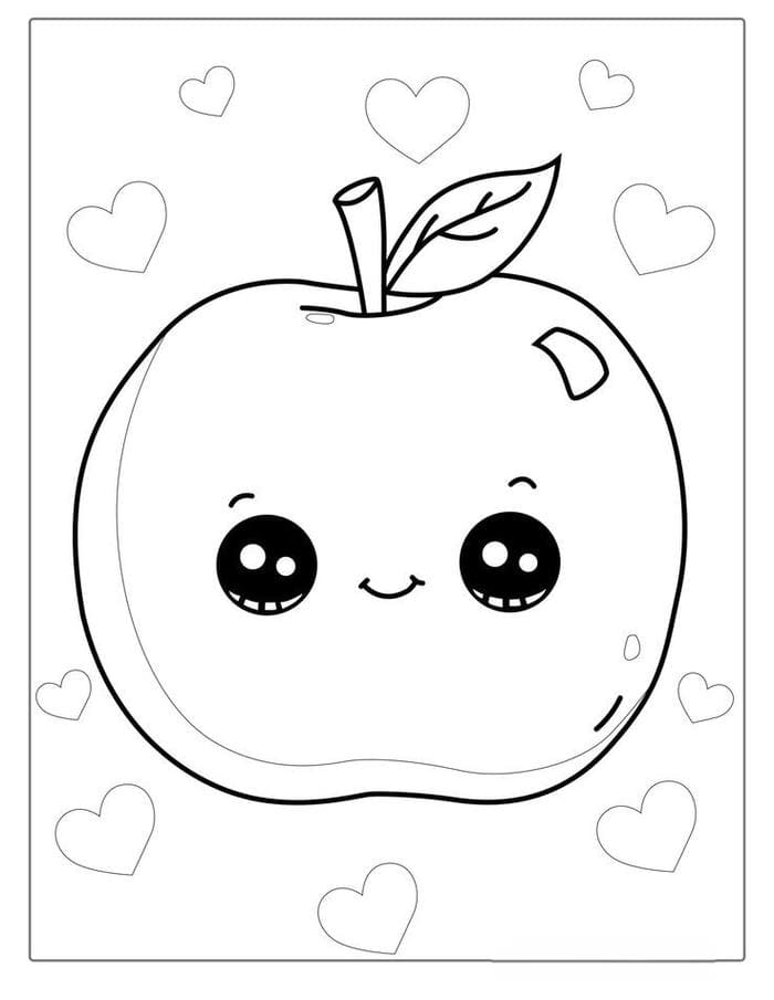 anh-tranh-to-mau-qua-tao-chibi-dang-yeu Ảnh tranh tô màu quả táo chibi đáng yêu