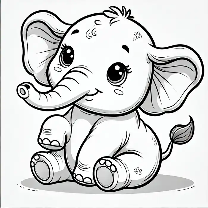 anh-tranh-to-mau-voi-con-cute-cho-be Ảnh tranh tô màu voi con cute cho bé