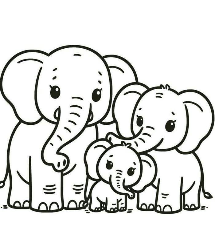hinh-anh-tranh-to-mau-gia-dinh-voi-nho-dang-yeu Hình ảnh tranh tô màu gia đình voi nhỏ đáng yêu