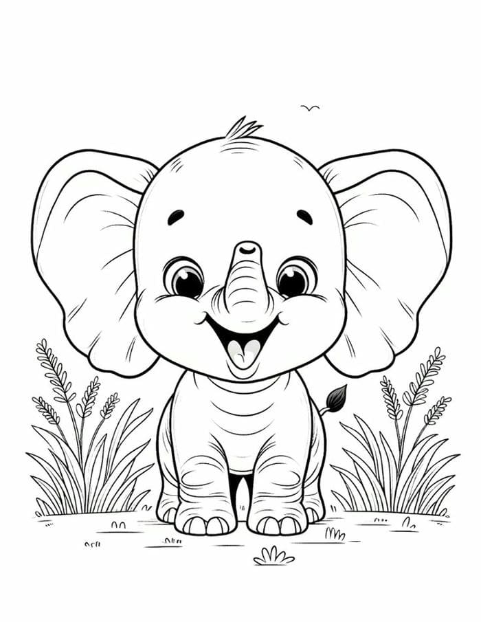 hinh-anh-tranh-to-mau-hinh-voi-con-don-gian-cute Hình ảnh tranh tô màu hình voi con đơn giản, cute