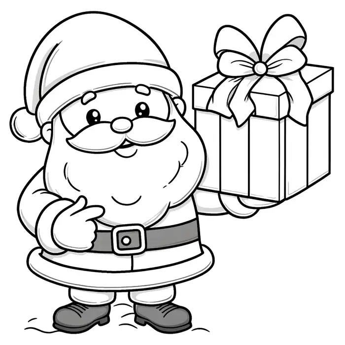 hinh-anh-tranh-to-mau-ong-gia-noel-cam-qua-don-gian-cho-be Hình ảnh tranh tô màu ông già noel cầm quà đơn giản cho bé
