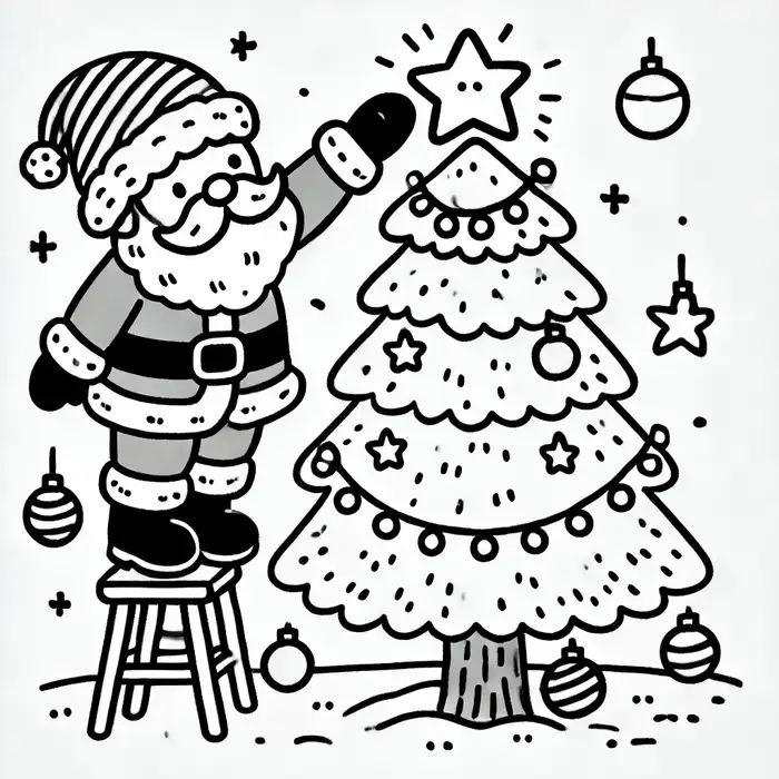 hinh-anh-tranh-to-mau-ong-gia-noel-trang-tri-cay-thong Hình ảnh tranh tô màu ông già noel trang trí cây thông