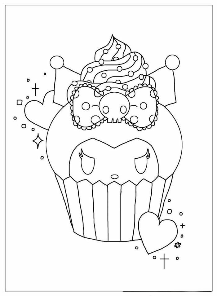 tranh-to-mau-banh-cupcake-kuromi-sieu-dang-yeu Tranh tô màu bánh cupcake Kuromi siêu đáng yêu