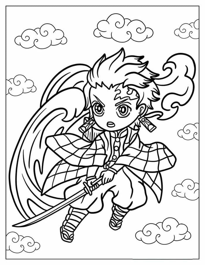 tranh-to-mau-chibi-tanjiro-sieu-de-thuong Tranh tô màu chibi Tanjiro siêu dễ thương