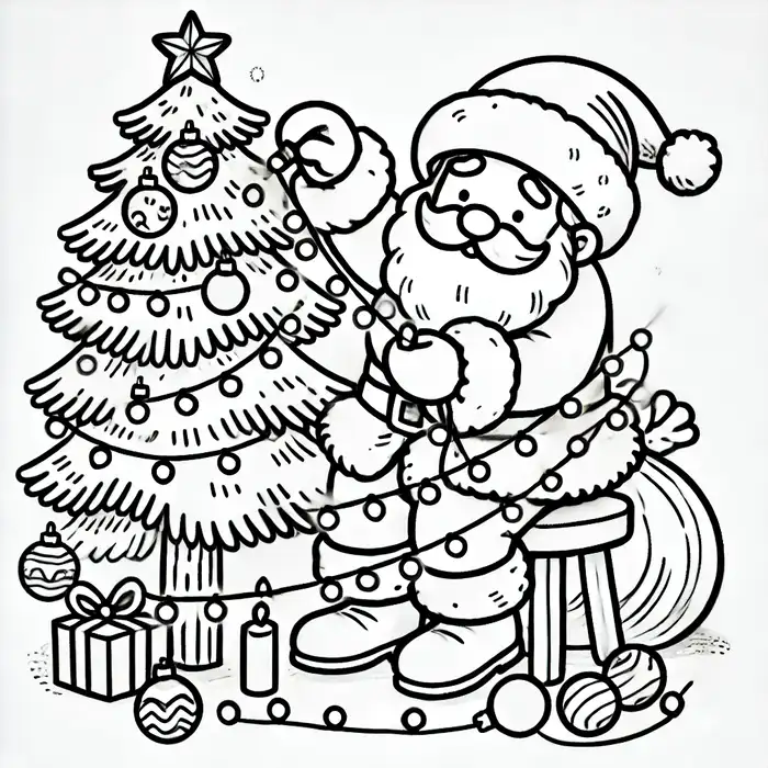 tranh-to-mau-hinh-ong-gia-noel-trang-tri-cay-thong Tranh tô màu hình ông già noel trang trí cây thông