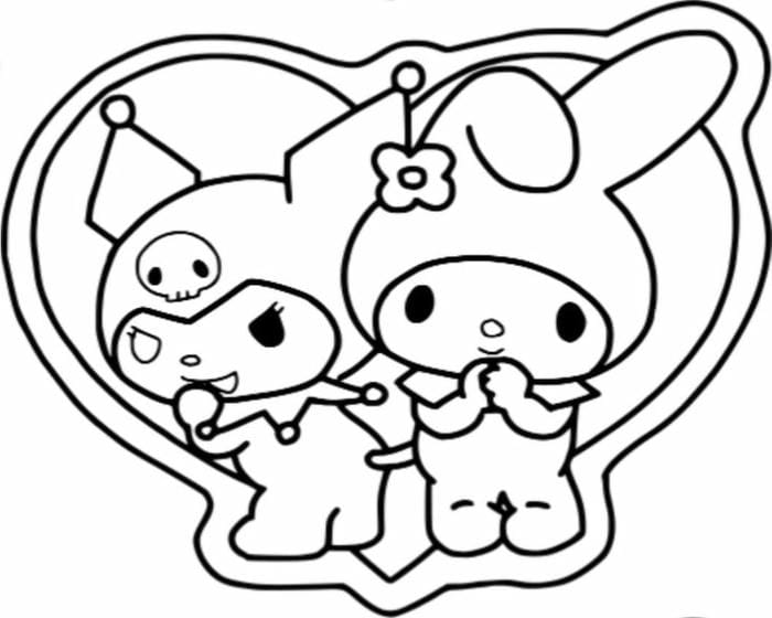 tranh-to-mau-kuromi-va-melody-don-gian-cute Tranh tô màu Kuromi và Melody đơn giản, cute