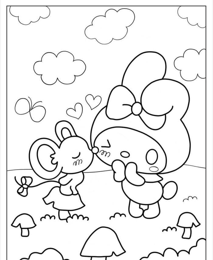 tranh-to-mau-my-melody-don-gian-sieu-dang-yeu-cho-be Tranh tô màu Melody và thỏ nhỏ siêu cute