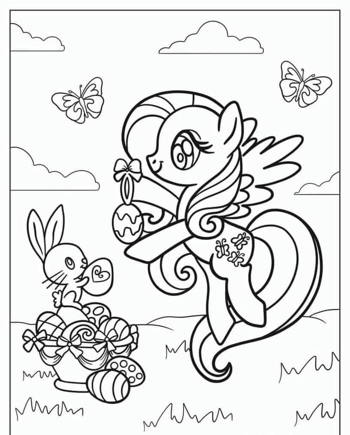 tranh-to-mau-ngua-pony-cung-tho-con-sieu-dang-yeu Tranh tô màu ngựa pony cùng thỏ con siêu đáng yêu