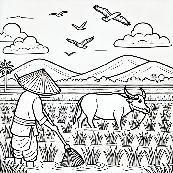 tranh-to-mau-phong-canh-que-huong Tranh tô màu phong cảnh quê hương
