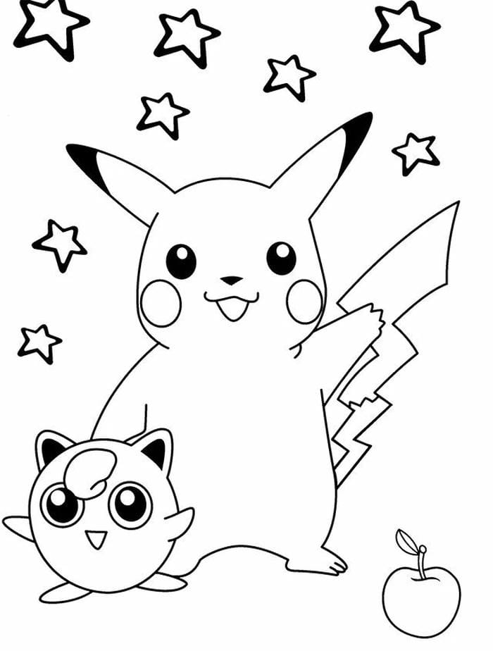 tranh-to-mau-pikachu-va-jigglypuff-de-thuong Tranh tô màu Pikachu và Jigglypuff dễ thương